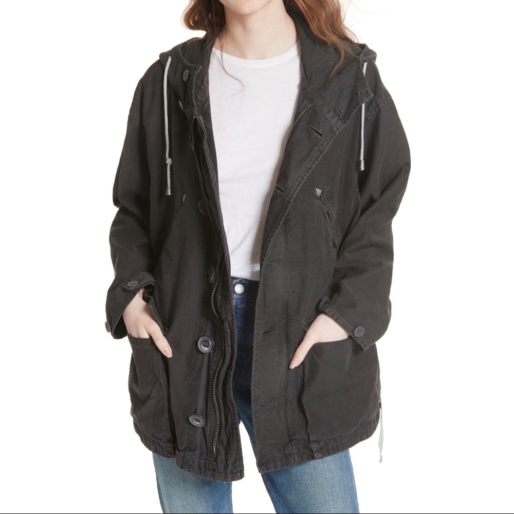 FREE PEOPLE HOODED UTILITY JACKET BLACK SMALL